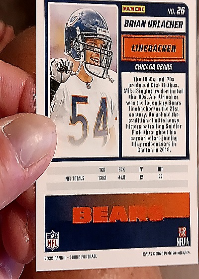 2025 Panini Score #26 Brian Urlacher — back