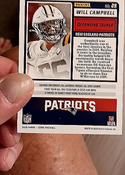 2025 Panini Score A Treat #25 Will Campbell — back