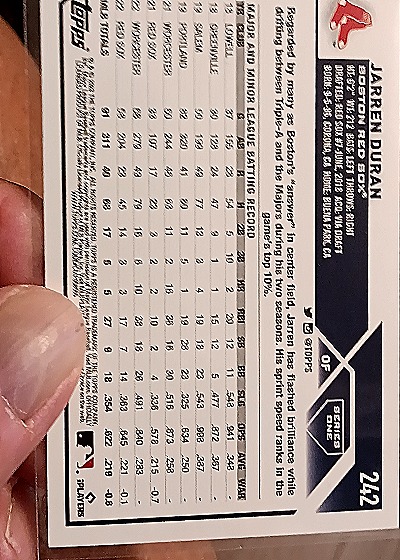2023 Topps Series 1 Future Stars #242 Jarren Duran — back