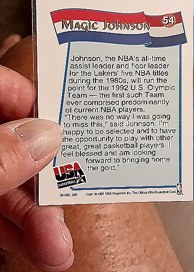 1991-92 Hoops McDonald's #54 Magic Johnson USA Basketball — back