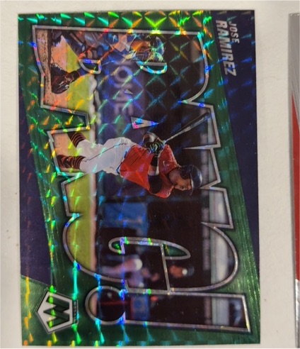 2022 Panini Mosaic #BG-5 Jose Ramirez Bang! Green Mosaic — front