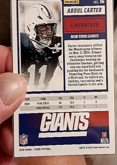 2024 Panini Score #18 Abdul Carter — back