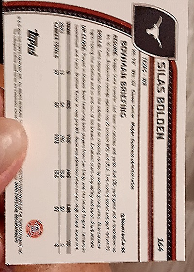 2024 Bowman University Chrome #164 Silas Bolden — back