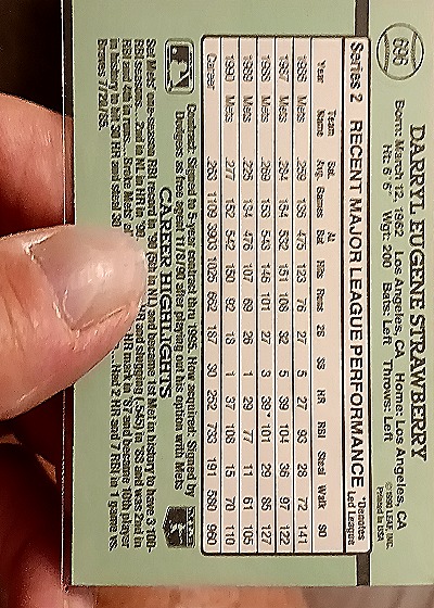 1991 Donruss #696 Darryl Strawberry — back
