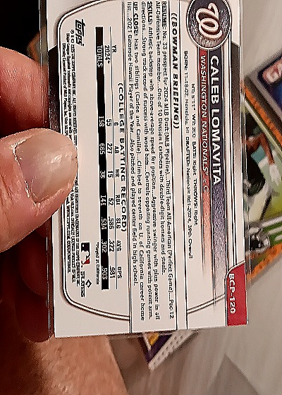 2025 Bowman Chrome #BCP-120 Caleb Lomavita — back