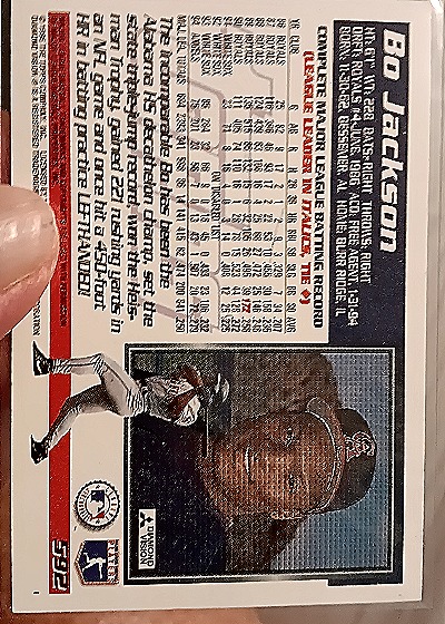 1995 Topps #592 Bo Jackson — back