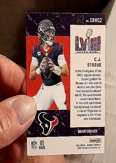 2024 Donruss Road to the Super Bowl #SBWC2 C.J. Stroud — back