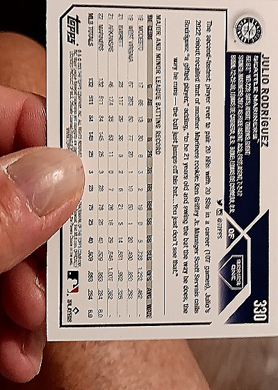 2023 Topps #330 Julio Rodriguez — back