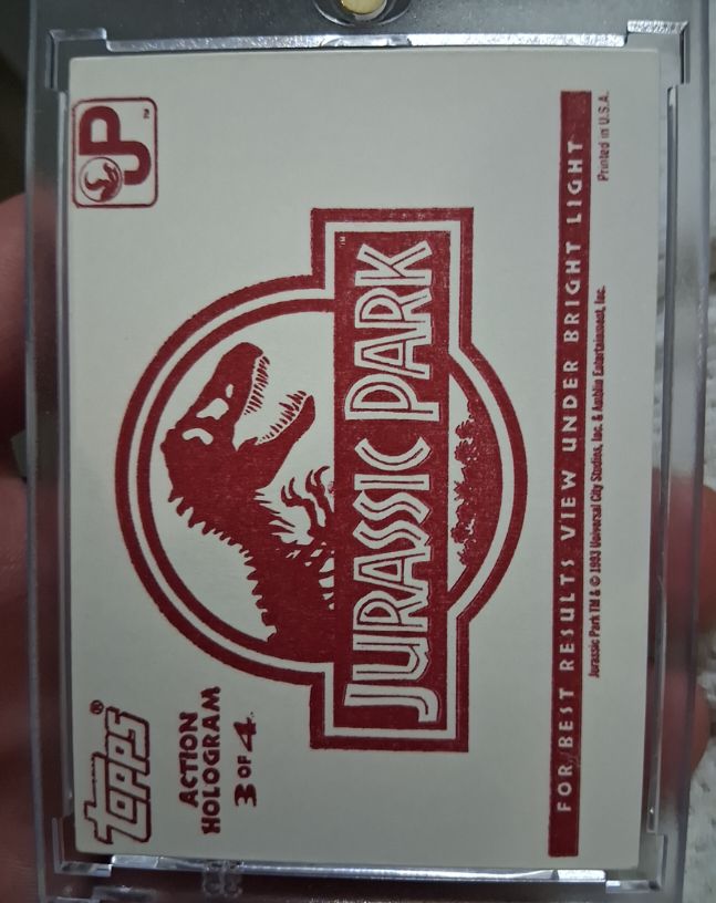 1993 Topps Jurassic Park Action Hologram #3 — front