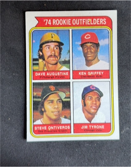 1974 Topps #601 Rookie Outfielders Dave Augustine/Ken Griffey/Steve Ontiveros/Jim Tyrone — front