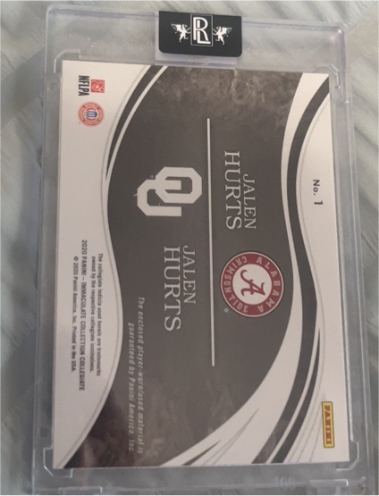 2022 Panini Immaculate Collegiate #1 Jalen Hurts — front