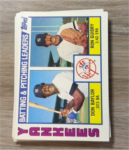 1984 Topps #486 Yankees Leaders / Checklist (Don Baylor / Ron Guidry) — front