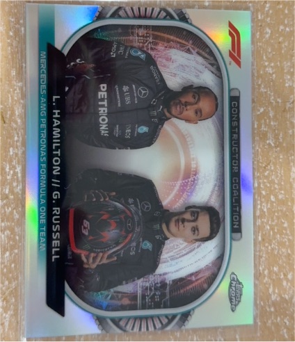 2022 Topps Chrome Formula 1 #CC-MF1 Lewis Hamilton / George Russell — front