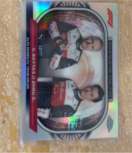 2022 Topps Chrome Formula 1 Constructors Coalition #CC-AR Valtteri Bottas / Zhou Guanyu — front