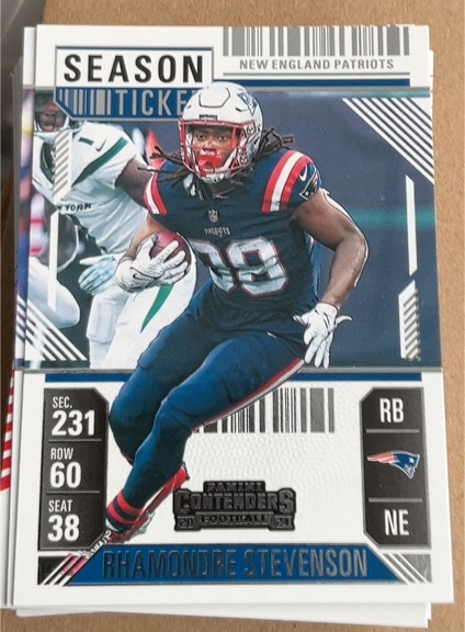 2024 Panini Contenders #68 Rhamondre Stevenson Season Ticket — front