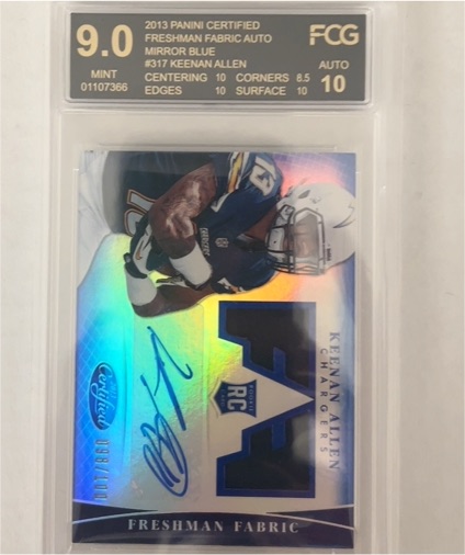 2013 Panini Certified #317 Keenan Allen Freshman Fabric Mirror Blue Auto — front
