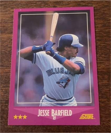 1988 Score #8 Jesse Barfield — front