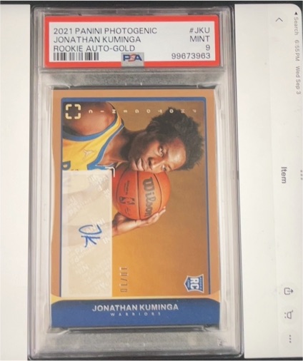 2021 Panini Photogenic #JKU Jonathan Kuminga Rookie Auto-Gold — front