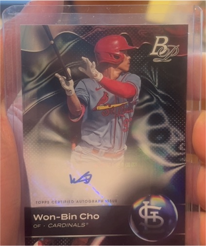 2023 Bowman Platinum #TOP-92 Won-Bin Cho Top Prospects Autographs — front