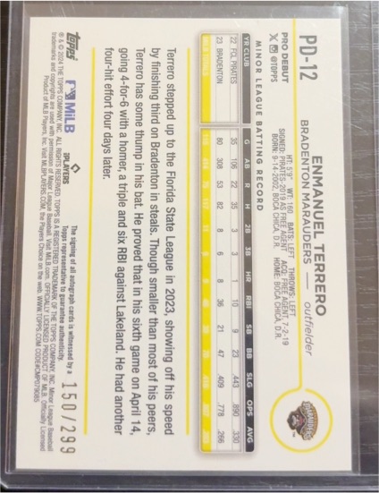 2023 Topps Pro Debut #PD-12 Enmanuel Terrero — front
