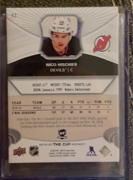2019-20 Upper Deck The Cup #32 Nico Hischier — front