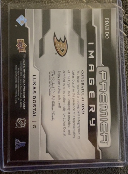 2022-23 Upper Deck Premier Imagery #PDAR-DO Lukas Dostal — front