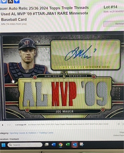 2024 Topps Triple Threads #25/36 Joe Mauer — front