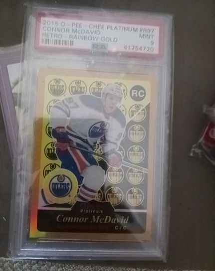 2015-16 O-Pee-Chee Platinum #R97 Connor McDavid Retro Rainbow Gold Rookie — front