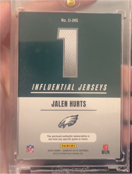2025 Panini Donruss Elite Influential Jerseys #IJ-JHS Jalen Hurts — front