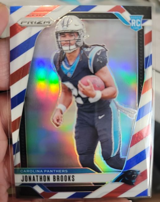 2024 Panini Prizm #357 Jonathon Brooks Red White and Blue Prizm Rookie — front