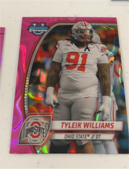 2024 Bowman Chrome University #149 Tyleik Williams Pink Lava Refractor Ohio State — front