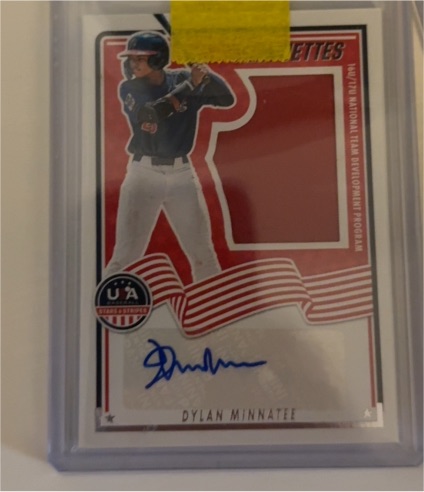 2025 Panini Stars & Stripes #/199 Dylan Minnatee Silhouettes Patch Auto — front