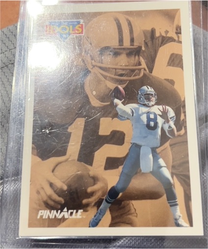 1991 Pinnacle The Idols #383 Troy Aikman & Roger Staubach — front