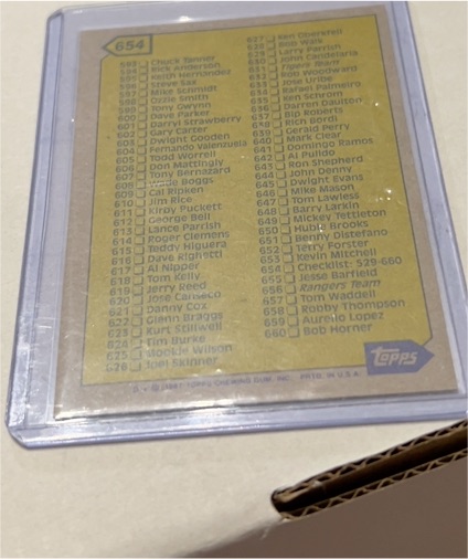 1987 Topps #654 Checklist — front