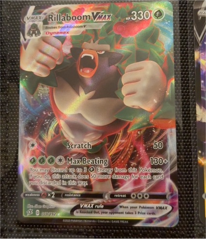 2020 Pokemon TCG Rebel Clash #018 Rillaboom VMAX — front