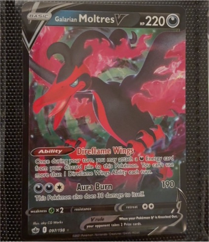 2021 Pokémon TCG Chilling Reign #097 Galarian Moltres V — front