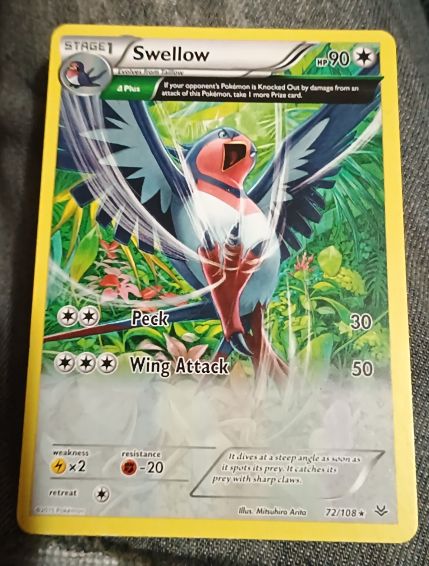 2015 Pokémon XY Roaring Skies #72 Swellow — front