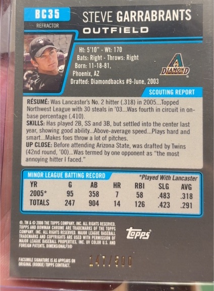 2006 Bowman Chrome Prospects #BC35 Steve Garrabrants — front