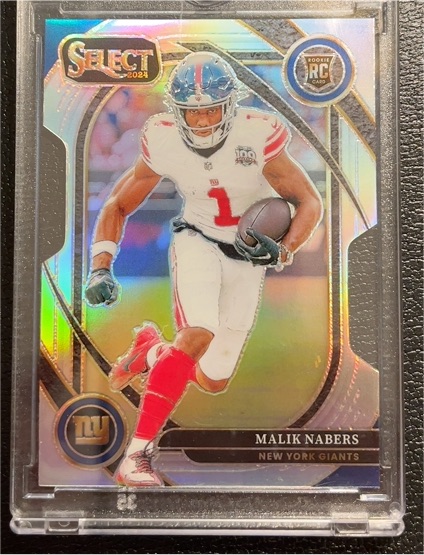2024 Panini Select #220 Malik Nabers Club Level Silver Prizm Die-Cut Rookie Card — front