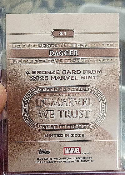 2025 Topps Marvel Mint #31 Dagger Bronze — back