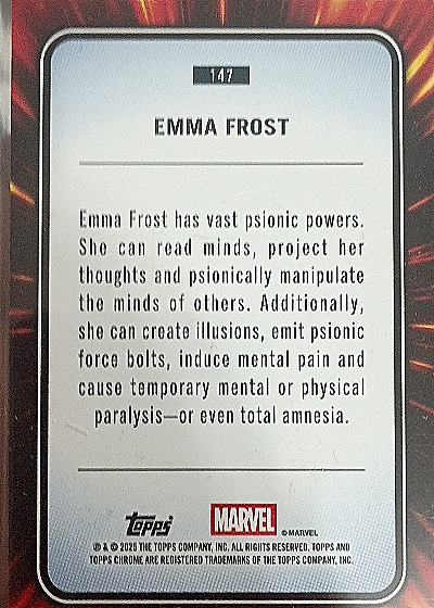 2025 Topps Chrome Marvel #147 Emma Frost — back