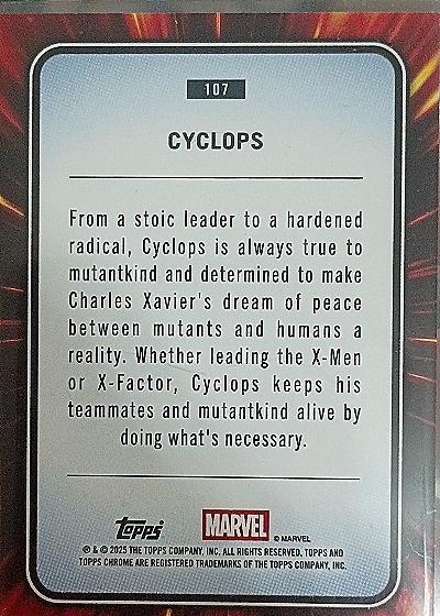 2025 Topps Chrome Marvel #107 Cyclops — back