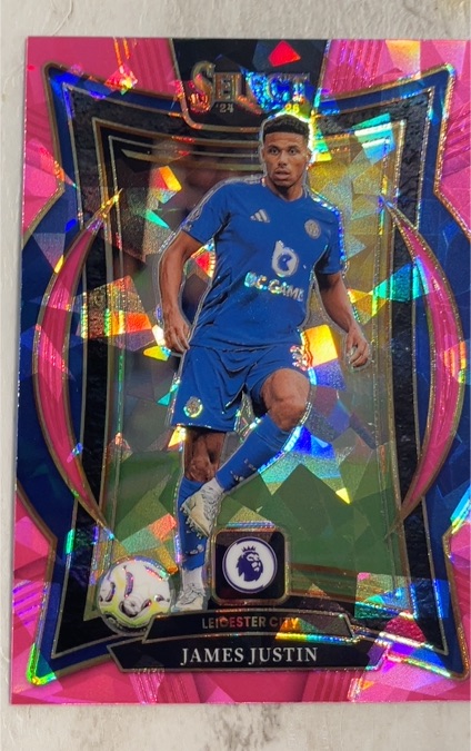 2024-25 Panini Select Premier League Pink Ice #95 James Justin — front