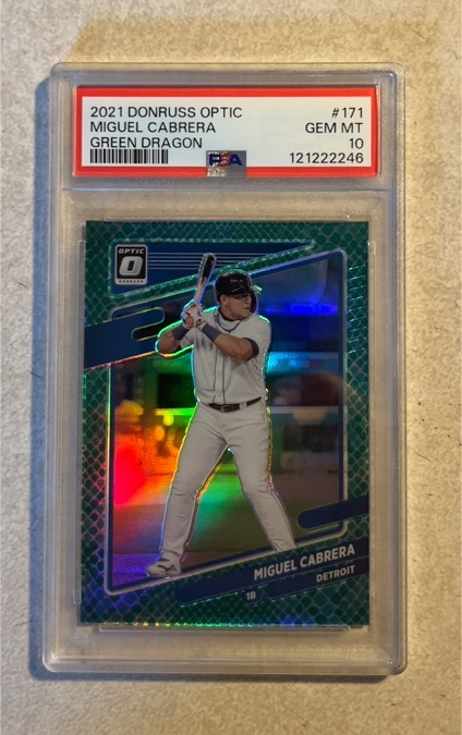 2021 Donruss Optic #171 Miguel Cabrera Green Dragon — front