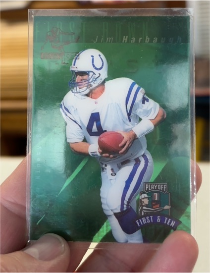 1997 Playoff First & Ten Kickoff #4 Jim Harbaugh — front