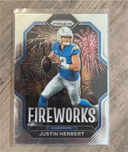 2022 Panini Prizm Fireworks #F-4 Justin Herbert — front