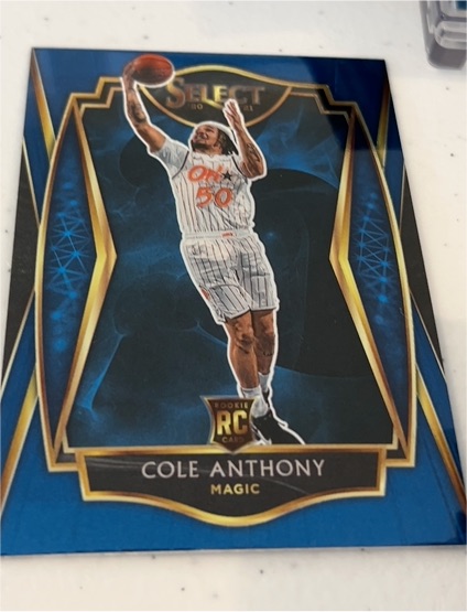 2020-21 Panini Select Premier Level Blue Prizm #177 Cole Anthony — front