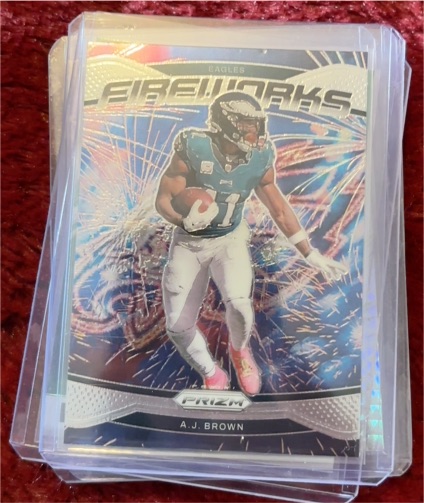 2024 Panini Prizm #13 A.J. Brown Fireworks Philadelphia Eagles — front