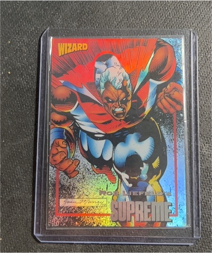 1993 Wizard Magazine #5 Rob Liefeld Supreme Holofoil Promo Card — front