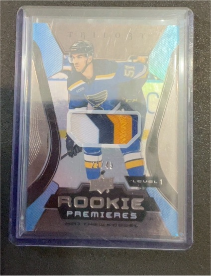 2023-24 UD Trilogy Rookie Premieres Level 1 Patch 4 Colors Matthew Kessel #17/49 — front